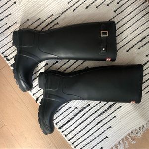 Hunter Matt Black Original Tall Rain Boots Women